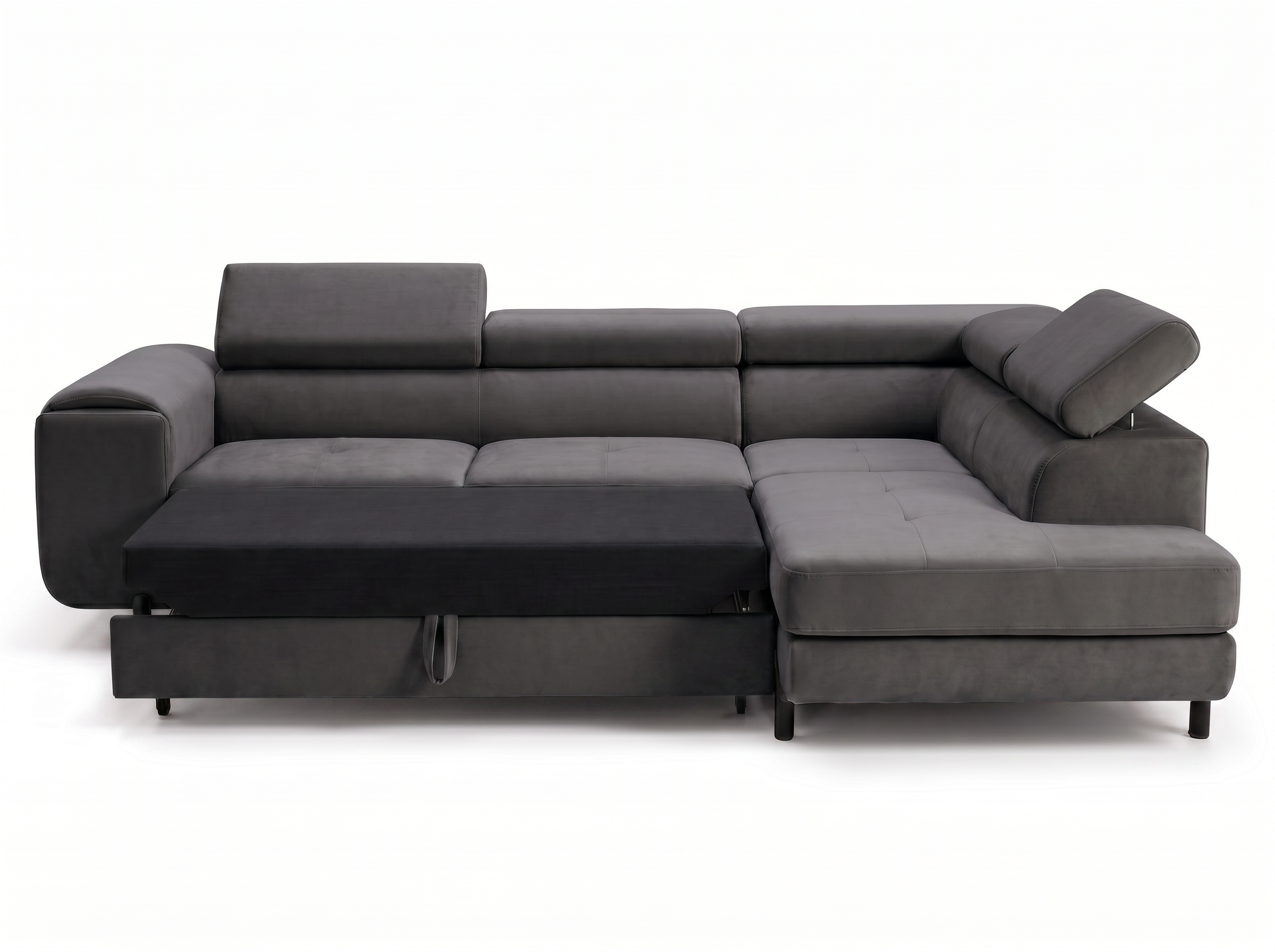 Canapé d'angle convertible Iéna – Velours gris foncé – photo 11