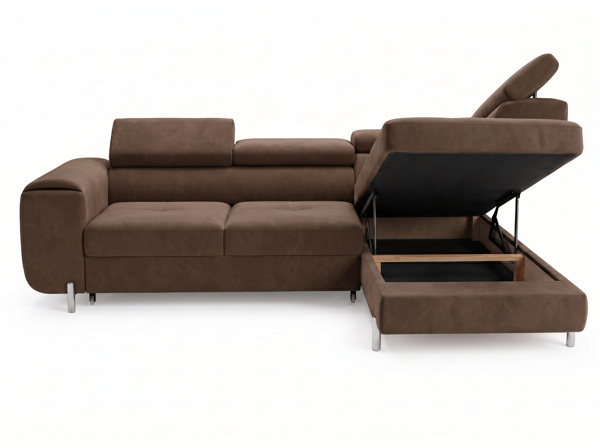 Canapé d'angle convertible Iéna – Velours marron – photo 12