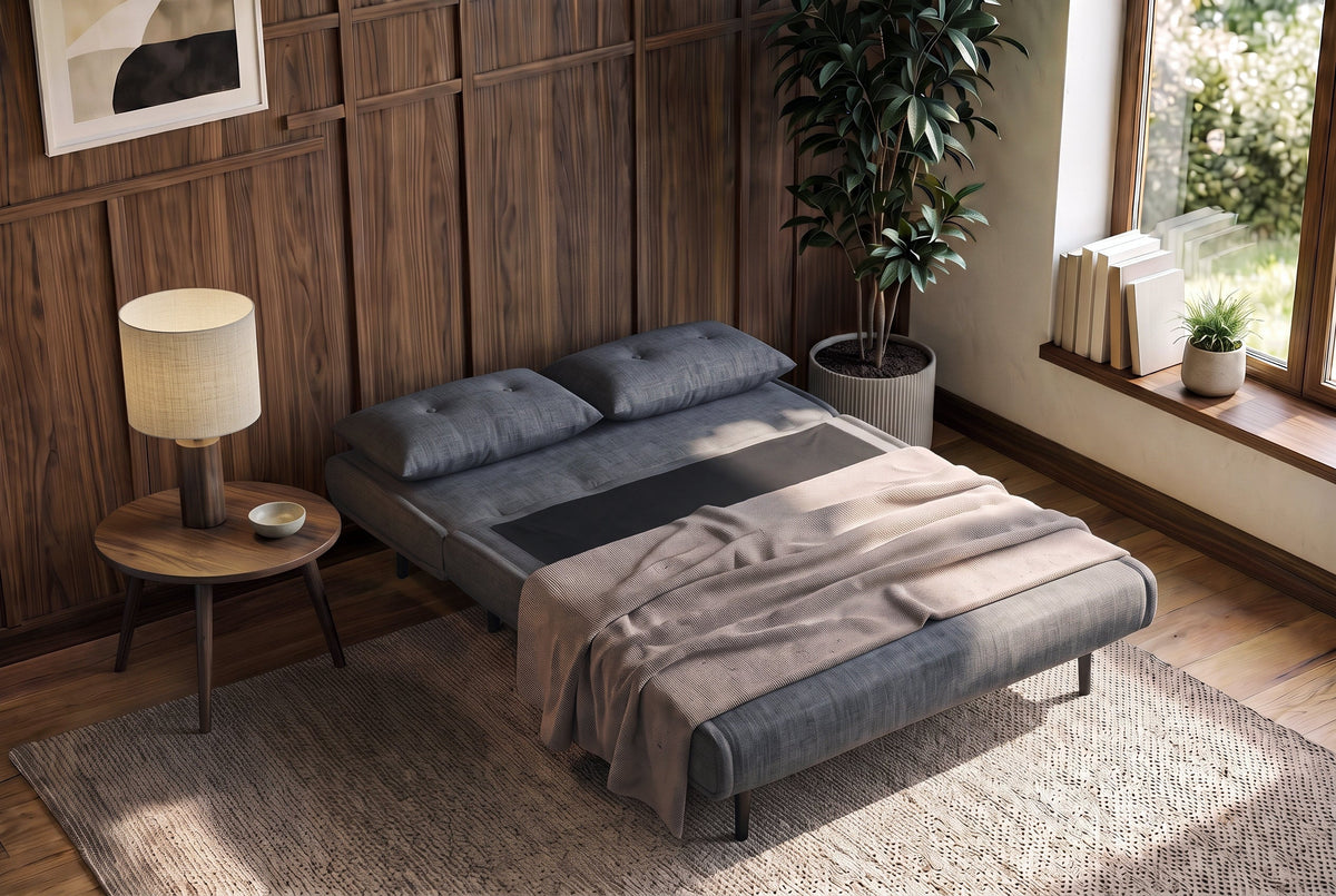 Canapé convertible 2 places SMART MULTIFUNCTION 140cm gris Vogue soie velours