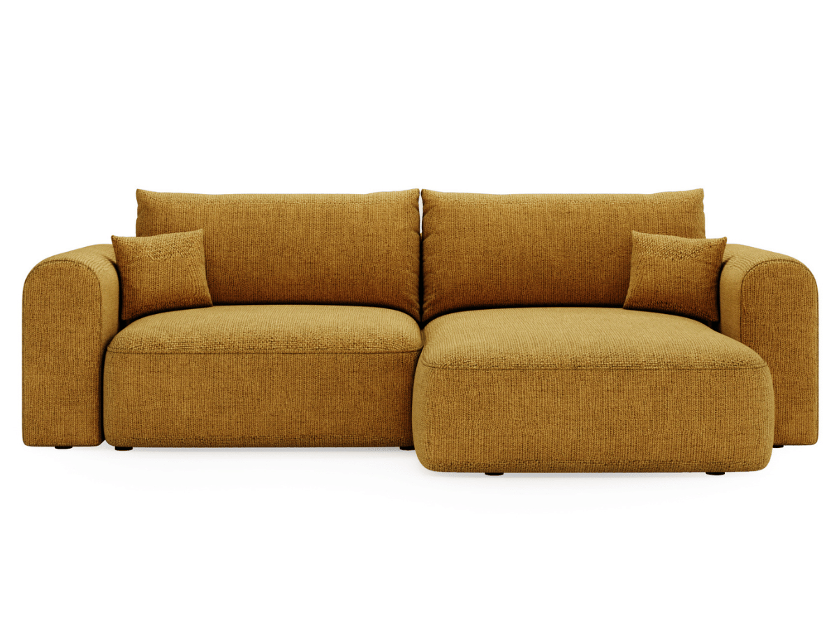 Canapé d'angle convertible avec grande méridienne - TROCADERO Tissu-jaune