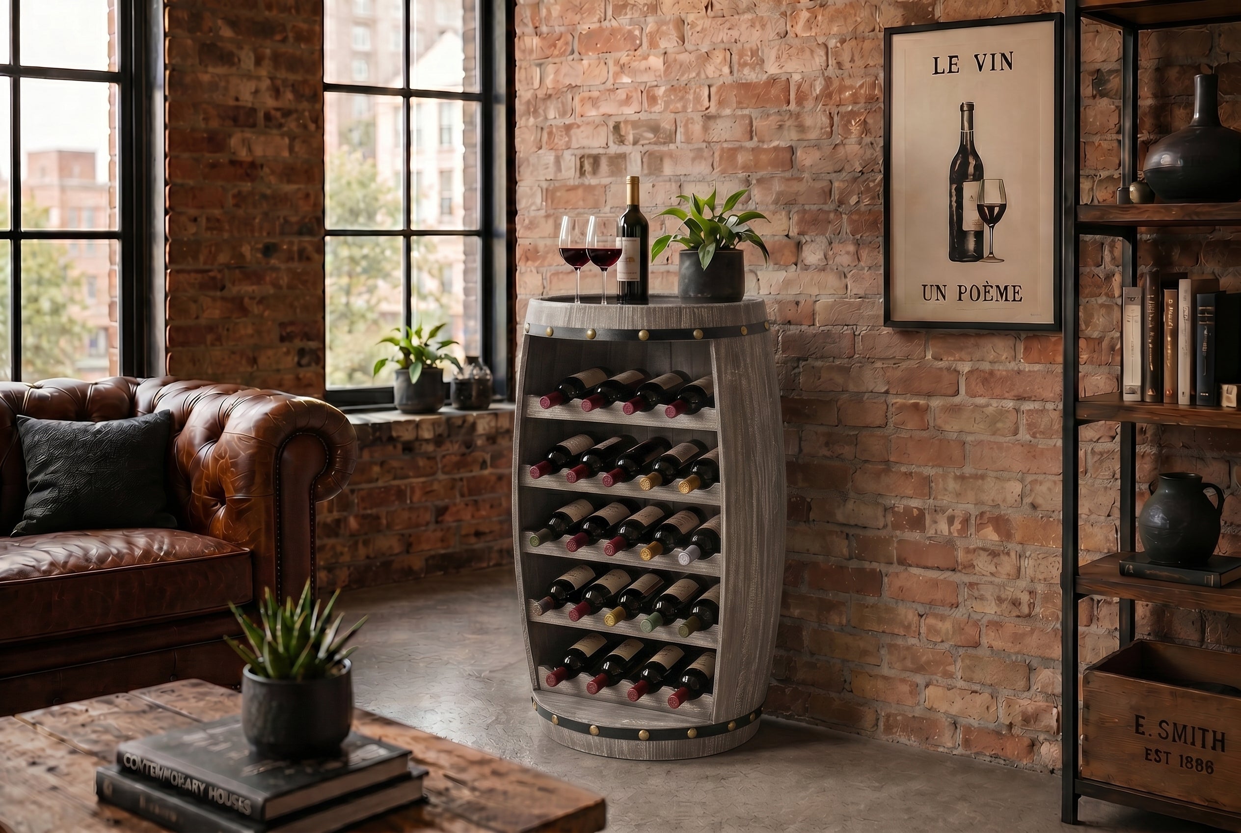 Casier à vin authentique BODEGA 80cm tonneau à vin en pin naturel Shabby Chic