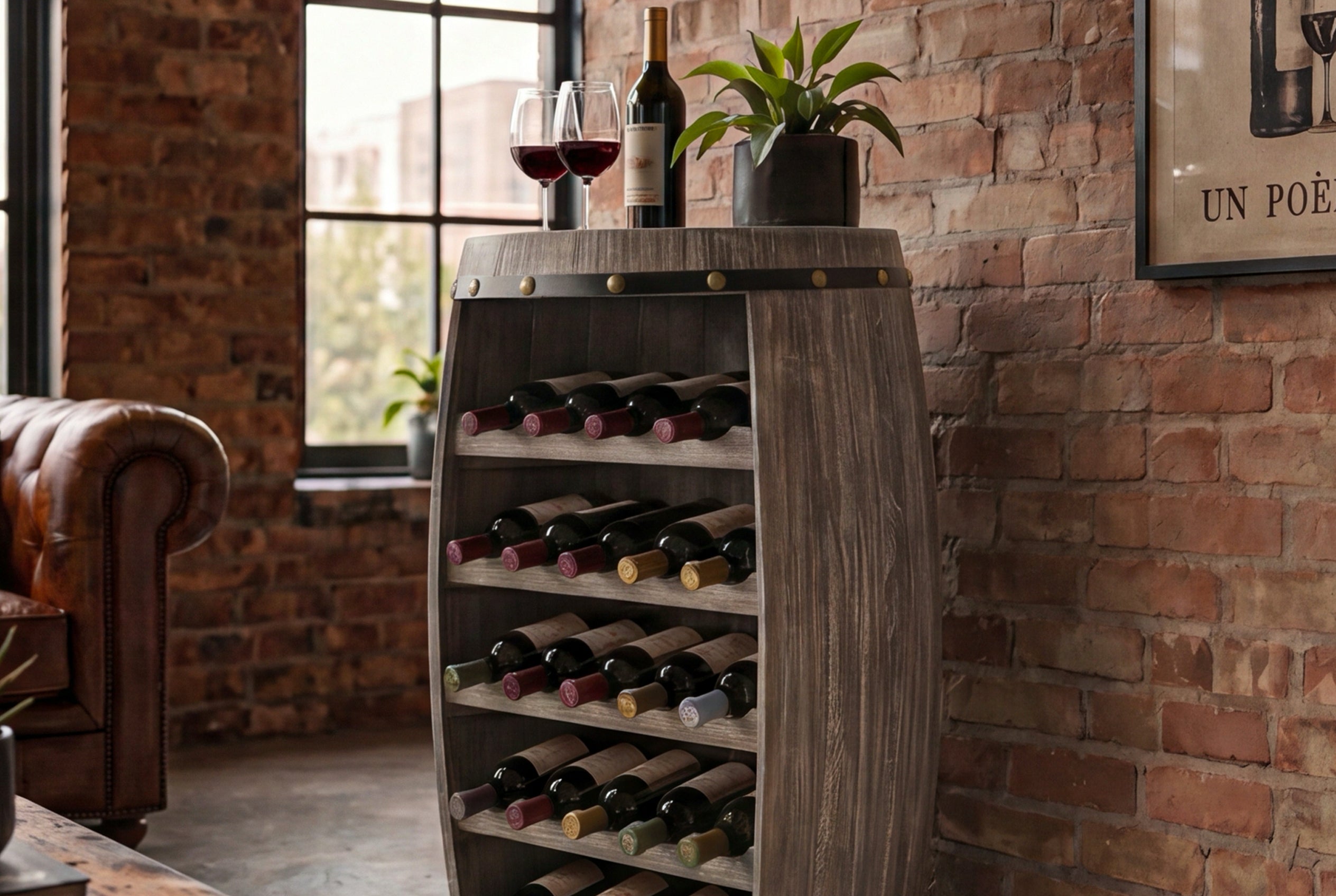 Casier à vin authentique BODEGA 80cm tonneau à vin en pin naturel Shabby Chic