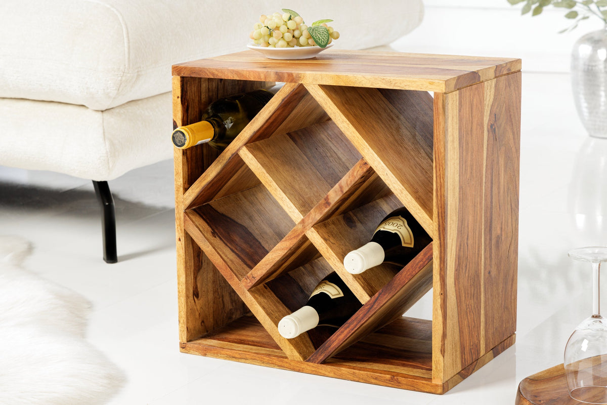 Casier à vin en bois massif CUBUS 40 cm marron finition pierre de Shee