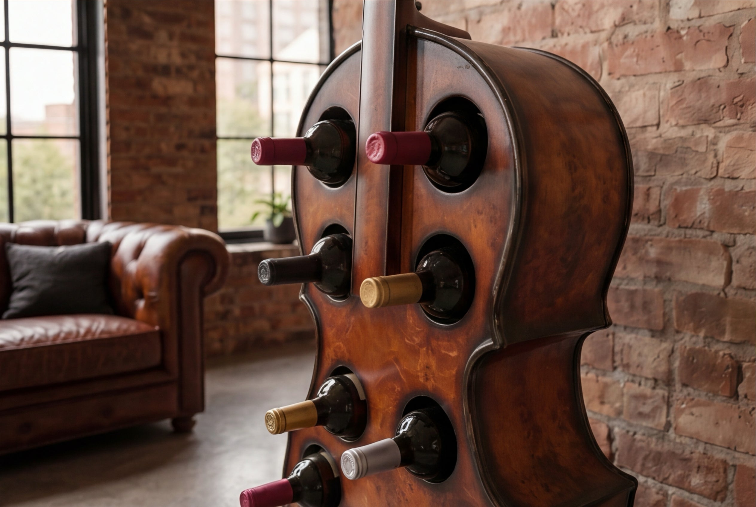 Casier à vin extravagant CELLO 133cm en bois de sapin marron pour 10 bouteilles