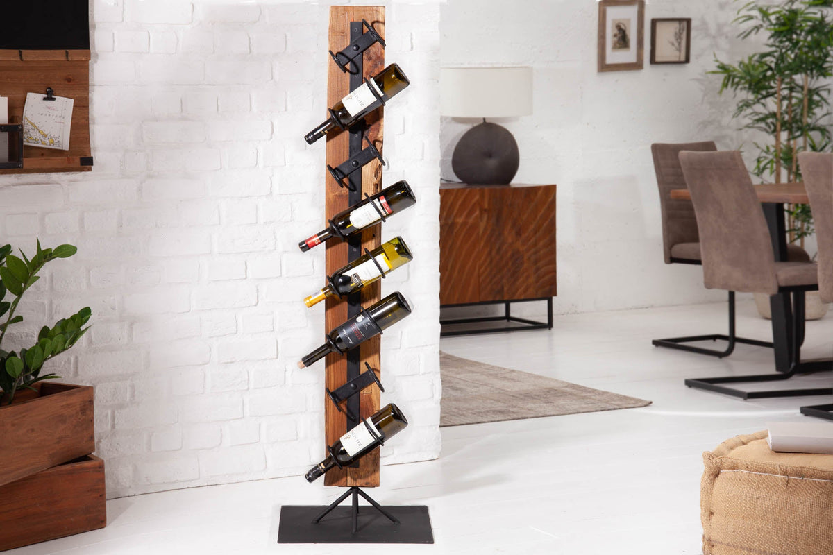 Casier à vin massif BARRACUDA 140cm porte-bouteille rustique en bois de teck
