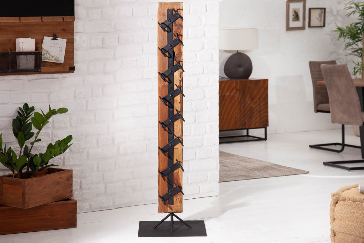 Casier à vin massif BARRACUDA 140cm porte-bouteille rustique en bois de teck