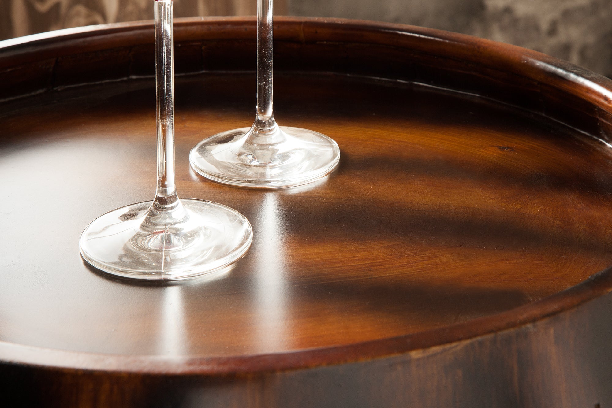 Casier à vin massif BODEGA 80cm table de bar tonneau en pin marron café pour 23 bouteilles