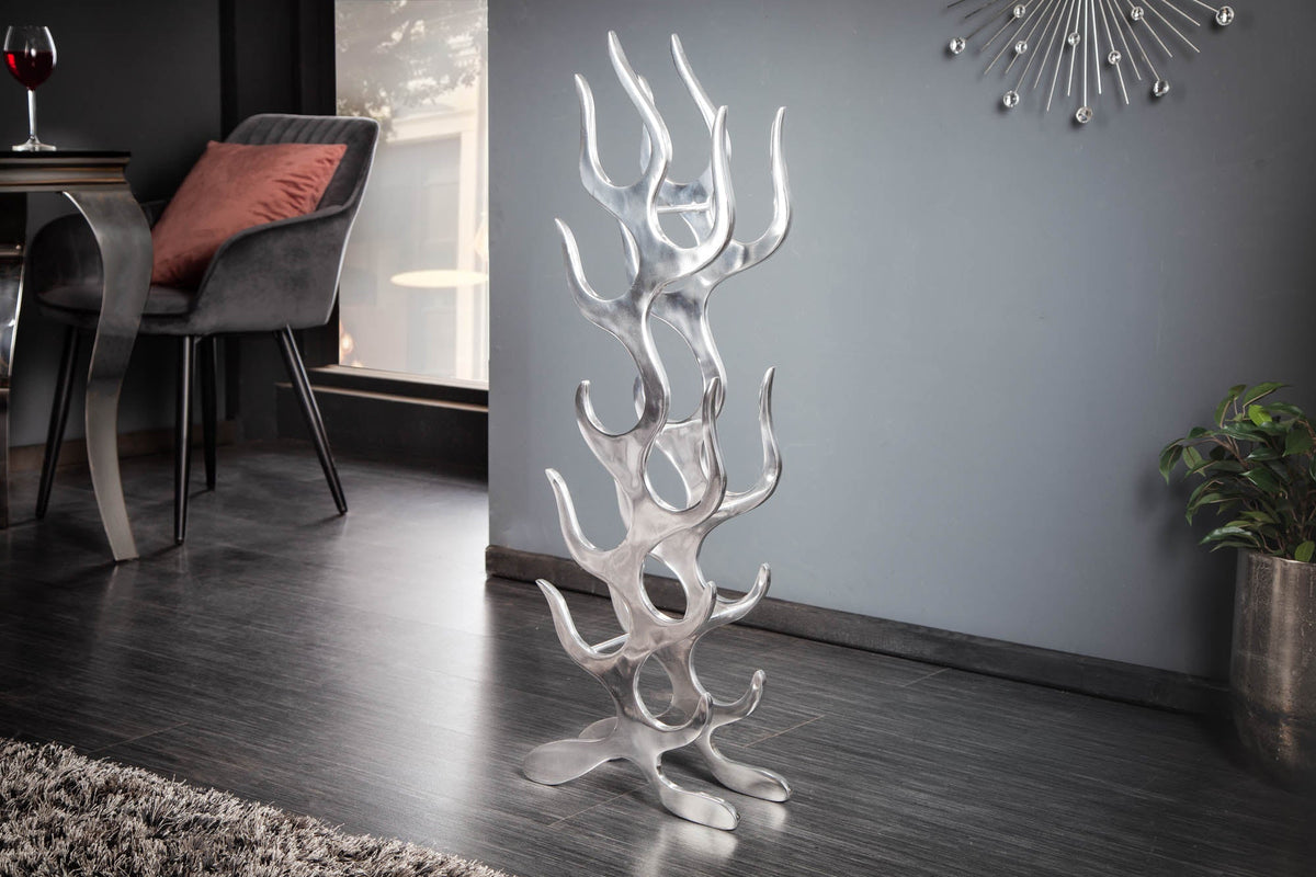 Casier à vin moderne FLAME 93cm argent pour 9 bouteilles porte-bouteille