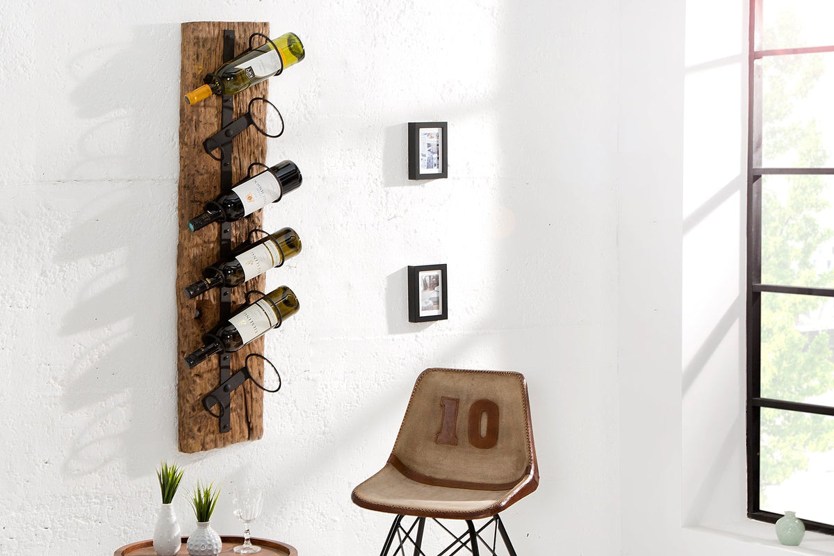 Casier à vin mural massif BARRACUDA 100cm porte bouteille en teck naturel