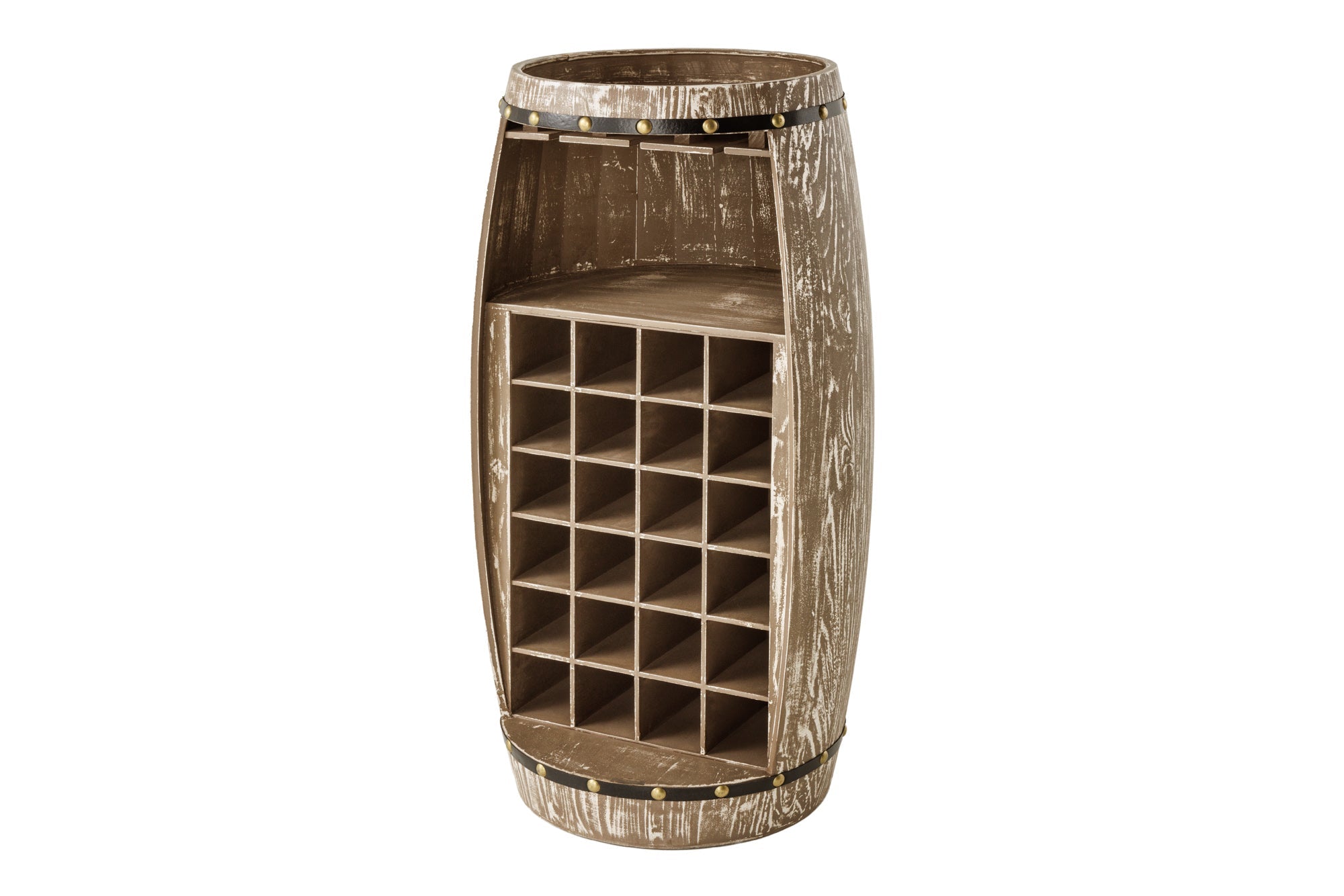Casier à vin Shabby Chic BODEGA Tonneau à vin en pin naturel 100cm pour 24 bouteilles