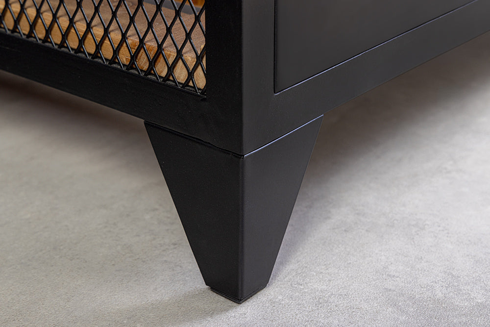 Cave à vin design BODEGA 185cm casier à bouteilles en métal bois de sapin noir naturel