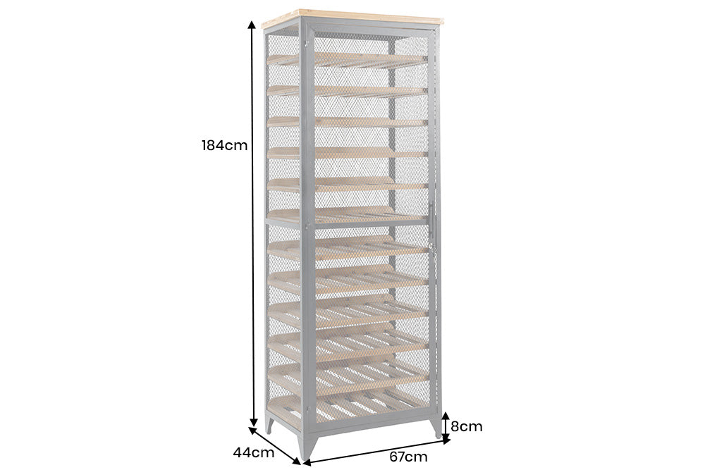 Cave à vin design BODEGA 185cm casier à bouteilles en métal bois de sapin noir naturel