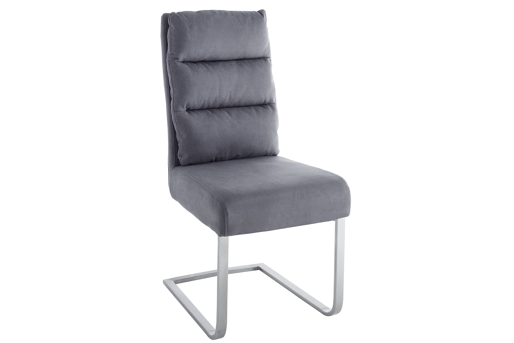 Lote de 2 sillas basculantes de diseño COMFORT en gris vintage con estructura de acero inoxidable