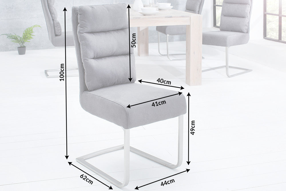 Lote de 2 sillas basculantes de diseño COMFORT en gris vintage con estructura de acero inoxidable