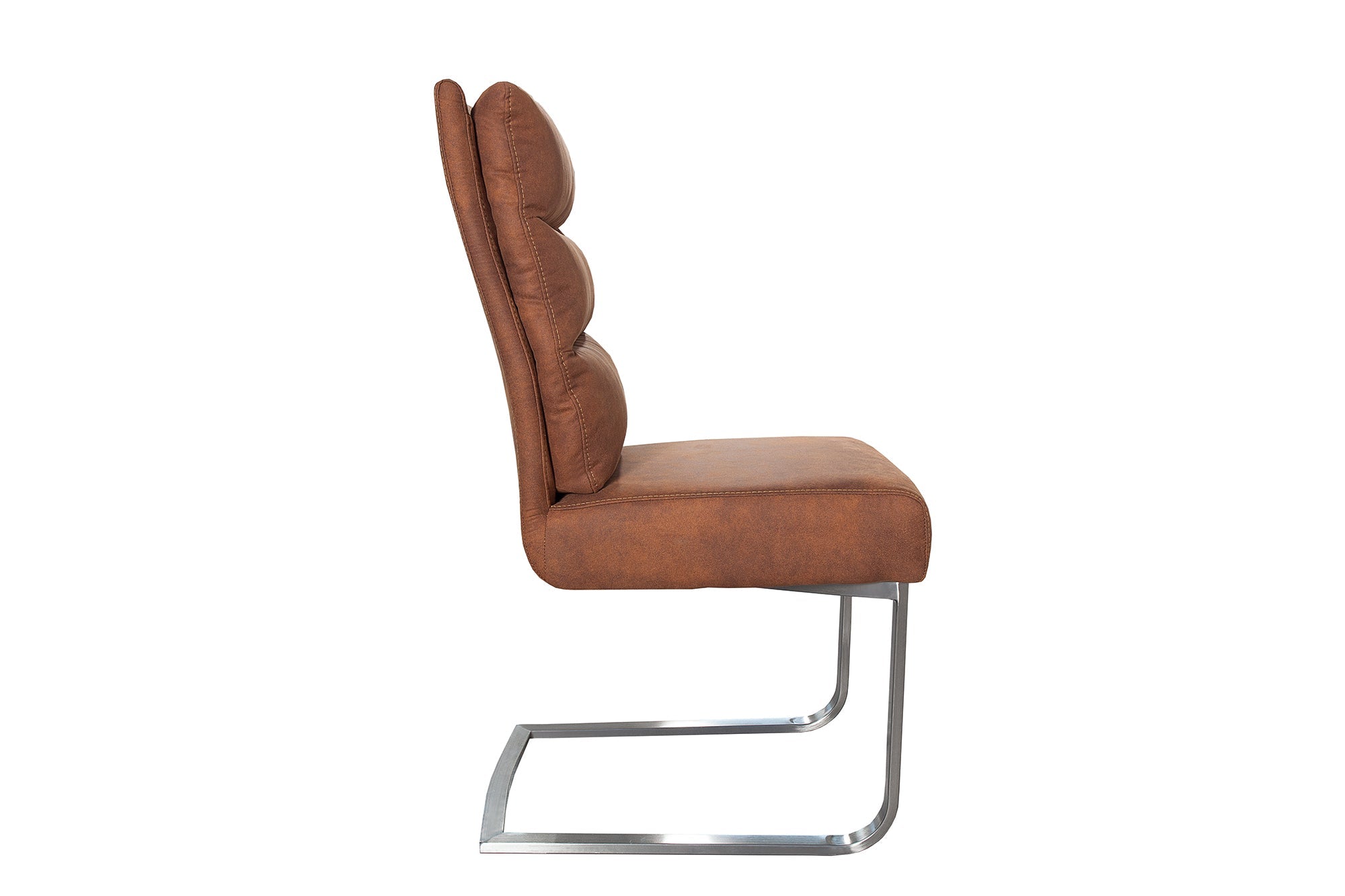 Lote de 2 sillas basculantes de diseño COMFORT de color marrón claro con estructura de acero inoxidable