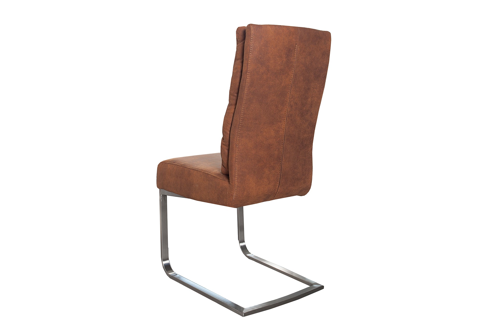 Lote de 2 sillas basculantes de diseño COMFORT de color marrón claro con estructura de acero inoxidable