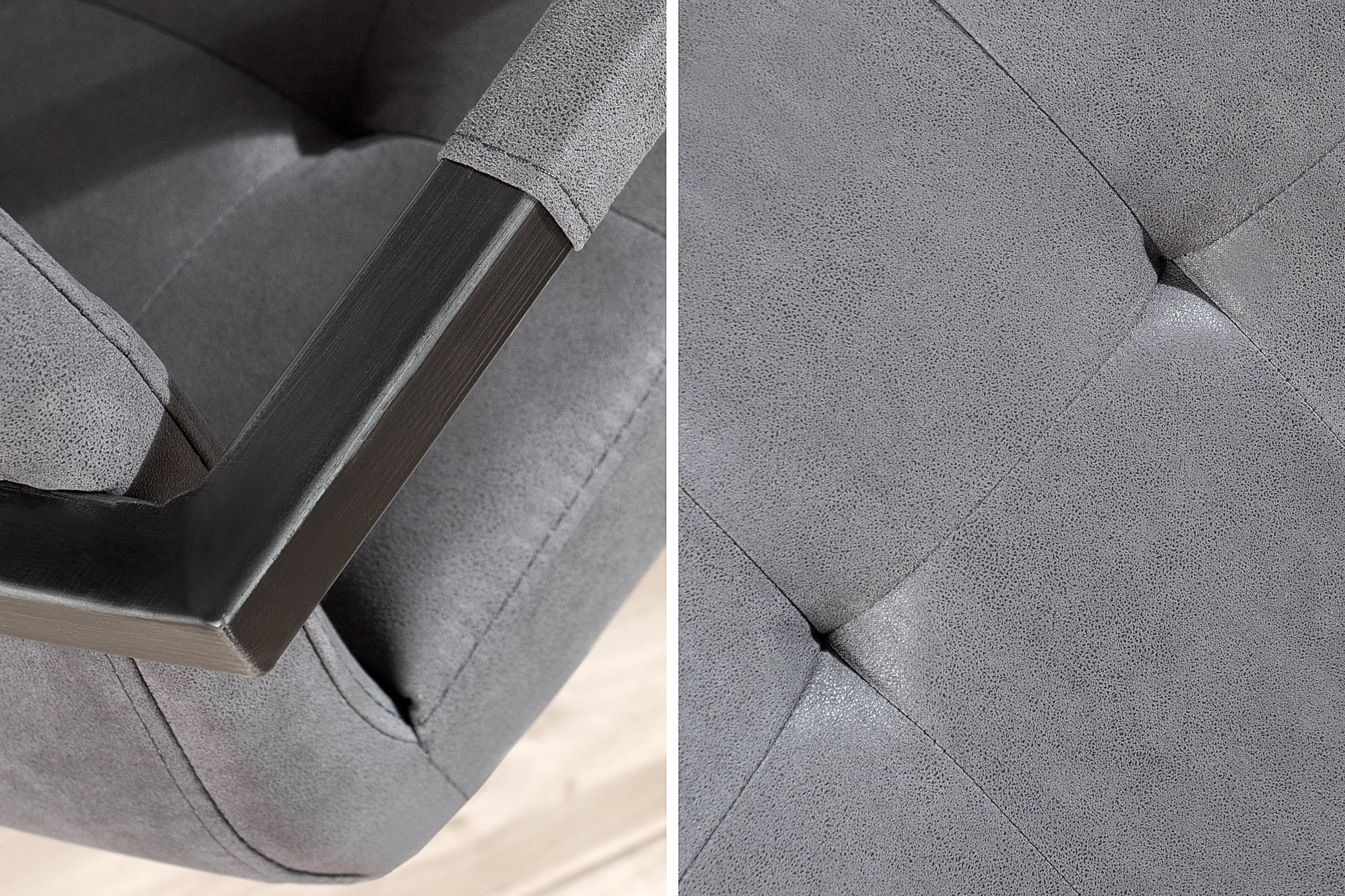 Lote de 2x sillas voladizas de diseño vintage OXFORD grises con reposabrazos y estructura de hierro