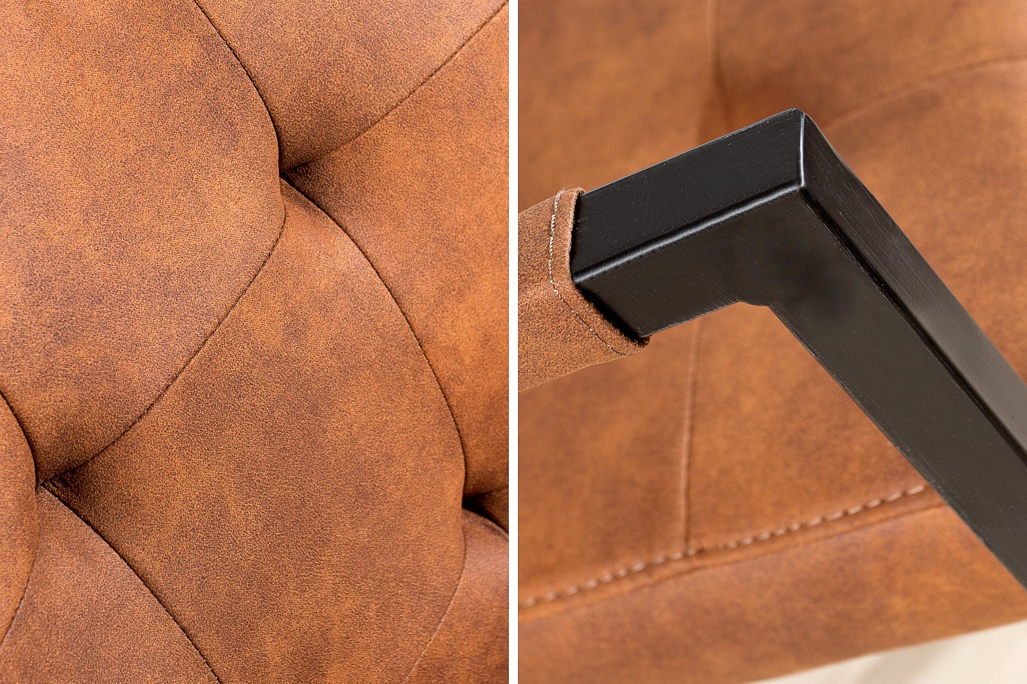 Lote de 2x sillas voladizas de diseño OXFORD vintage de color marrón con reposabrazos y estructura de hierro