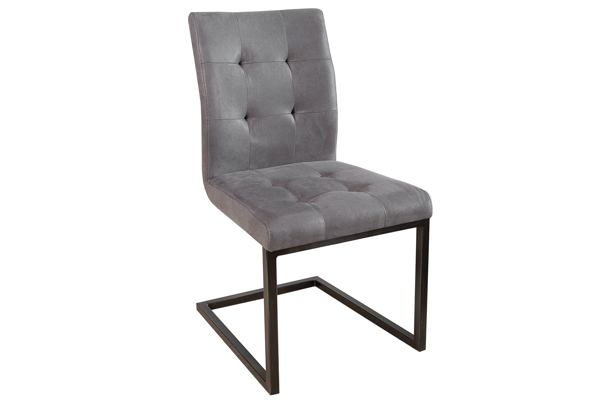 Lote de 2x sillas voladizas de diseño OXFORD vintage de microfibra gris con estructura de metal negro
