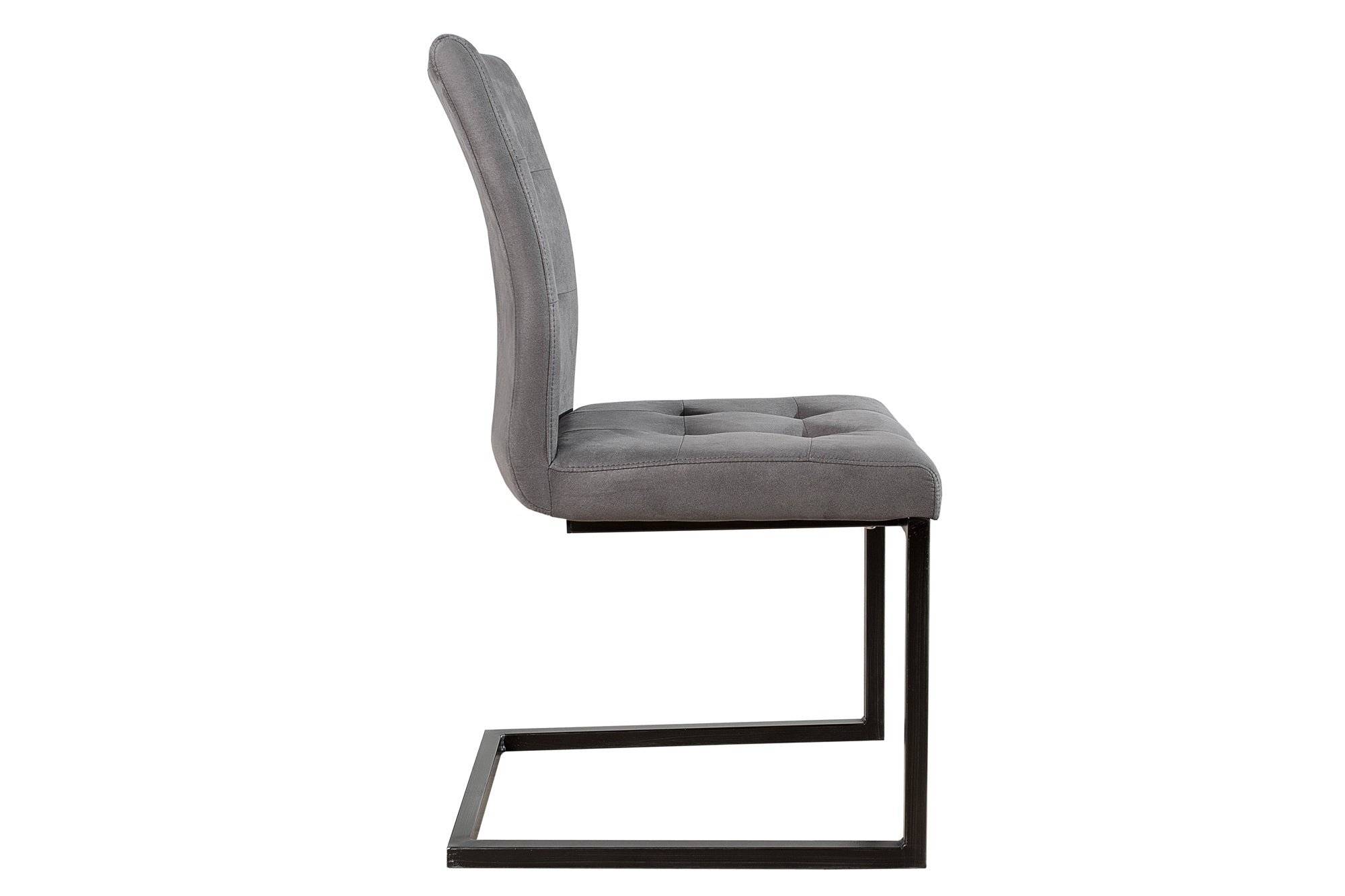 Lote de 2x sillas voladizas de diseño OXFORD vintage de microfibra gris con estructura de metal negro