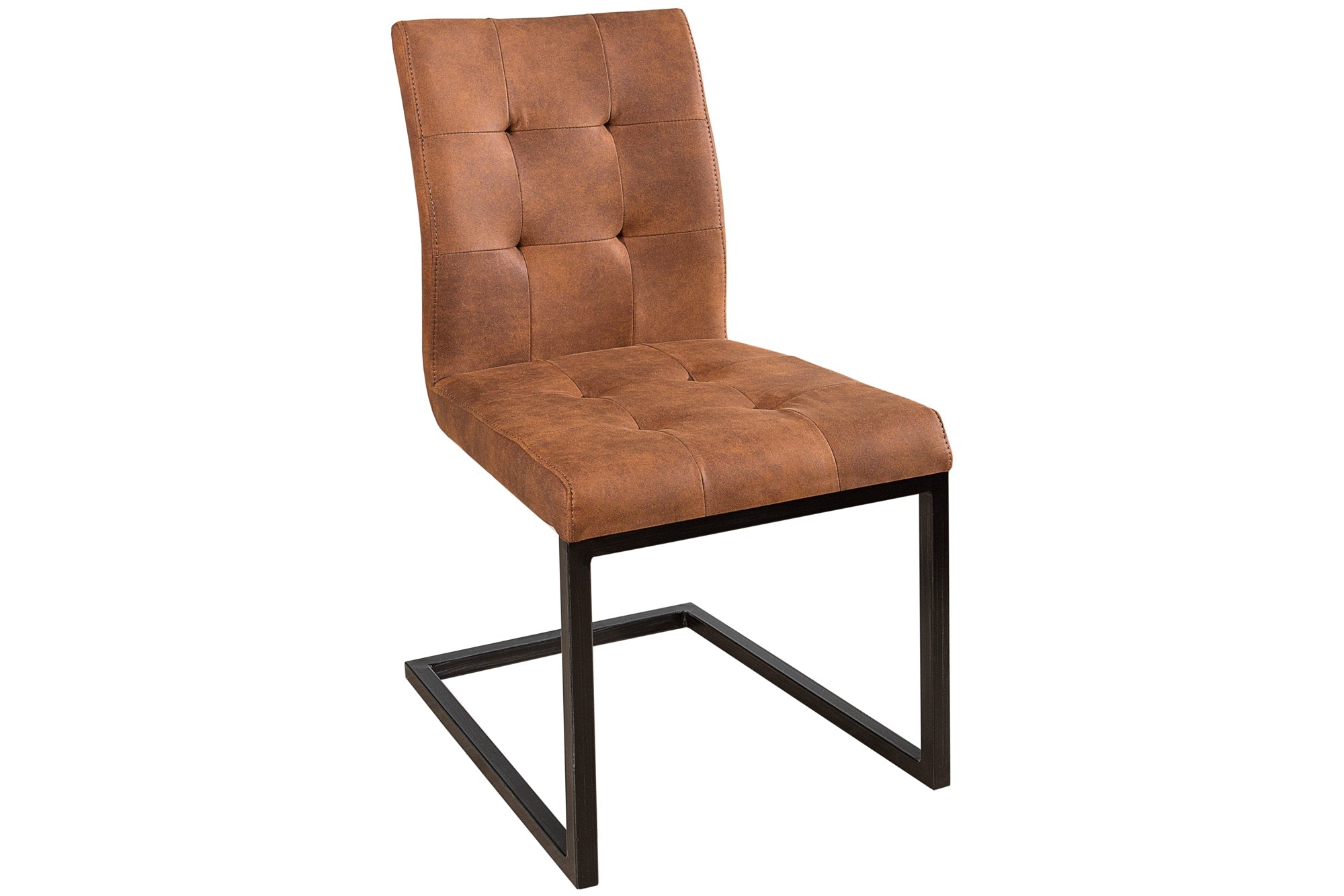 Lote de 2x sillas voladizas de diseño vintage OXFORD, marrón, estructura de hierro