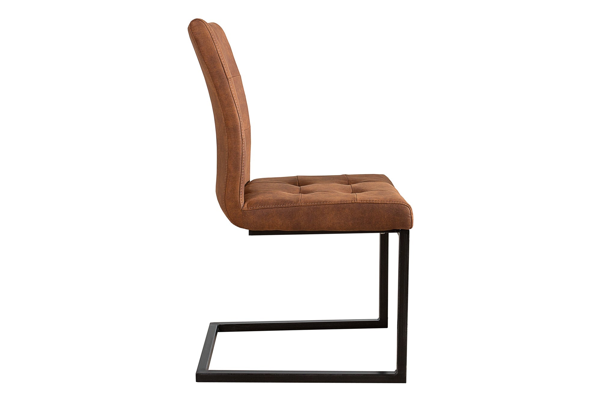 Lote de 2x sillas voladizas de diseño vintage OXFORD, marrón, estructura de hierro