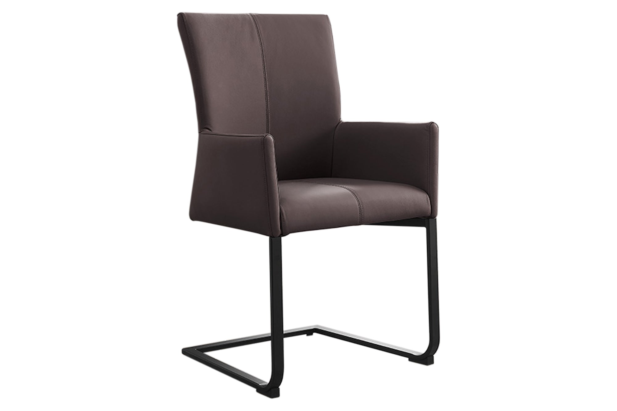 Lote de 2 sillas basculantes modernas SAMSON de cuero auténtico color gris topo, estructura de metal con cómoda asa