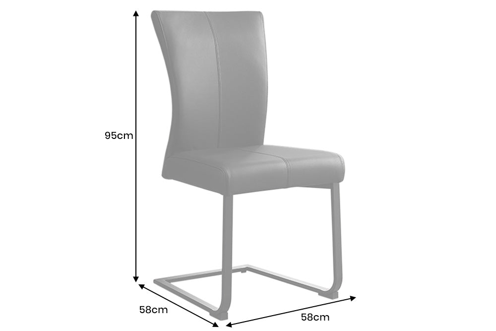 Lot de 2x chaises cantilever moderne SAMSON en cuir véritable gris taupe, structure en métal avec poignée confortable