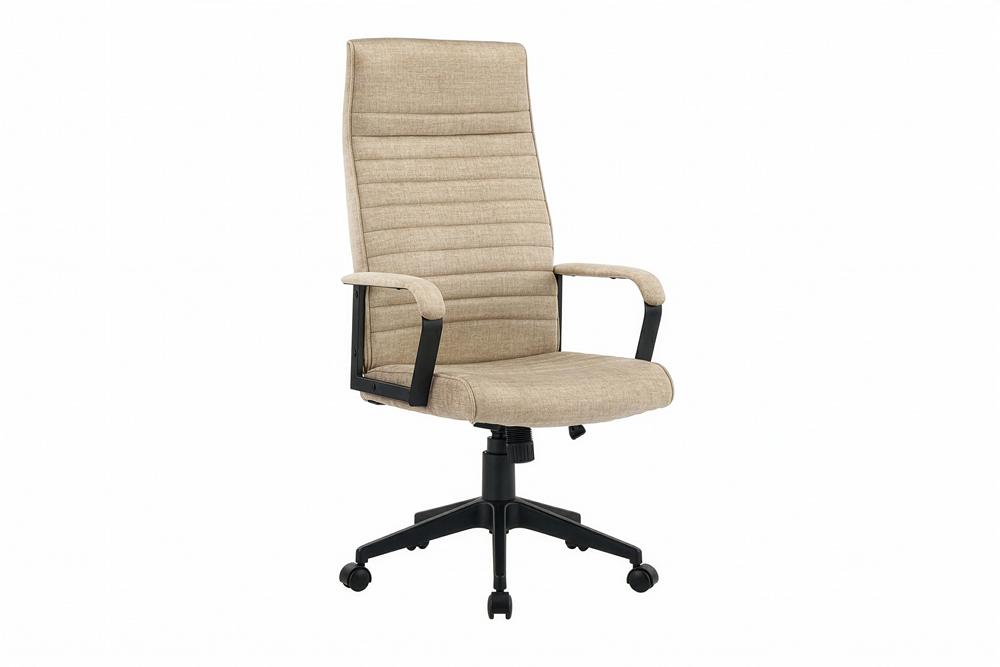 Chaise de bureau réglable en hauteur LAZIO beige Vogue velours pivotante à roulettes