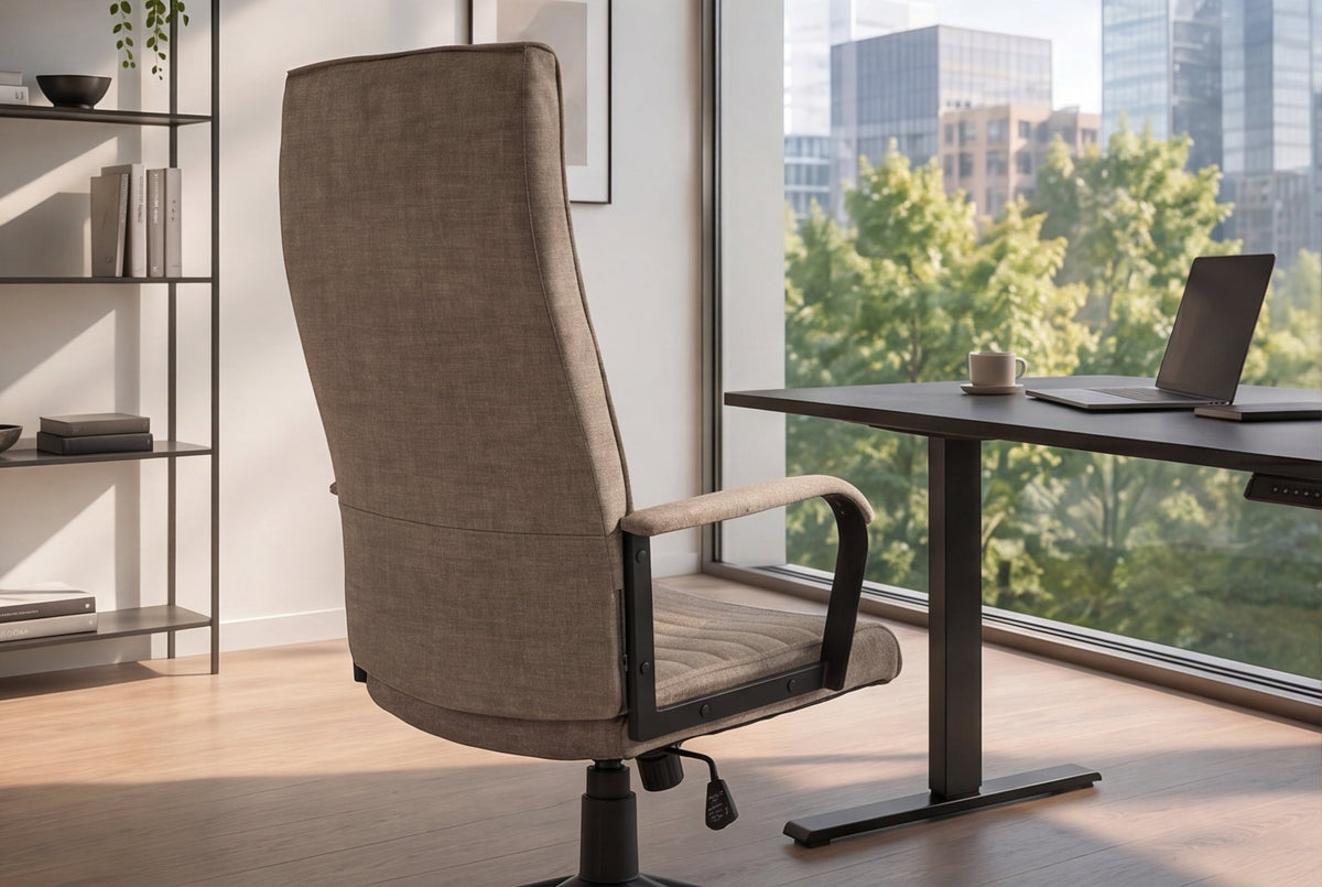Chaise de bureau réglable en hauteur LAZIO taupe Vogue velours pivotante à roulettes