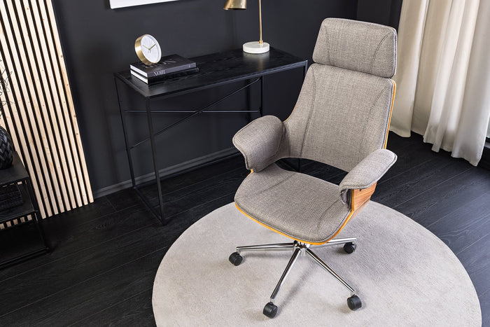 Chaise de bureau réglable en hauteur MANHATTAN noyer gris avec accoudoir rotatif