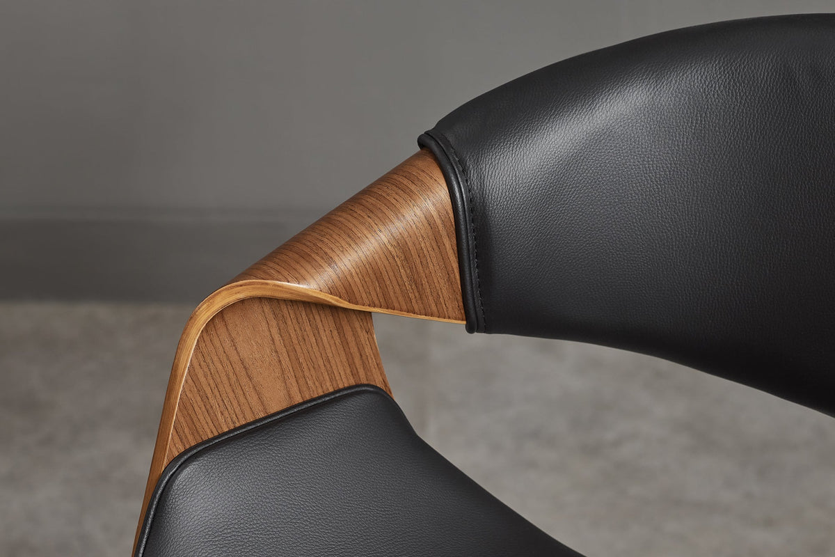 Chaise de bureau réglable en hauteur ORGANIC simili cuir noir marron noyer rotative