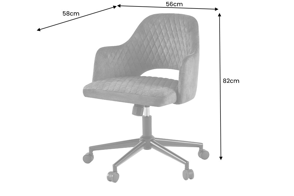 Lot de 2x chaises de bureau réglable en hauteur PARIS velours jaune moutarde accoudoirs noirs chaise pivotante