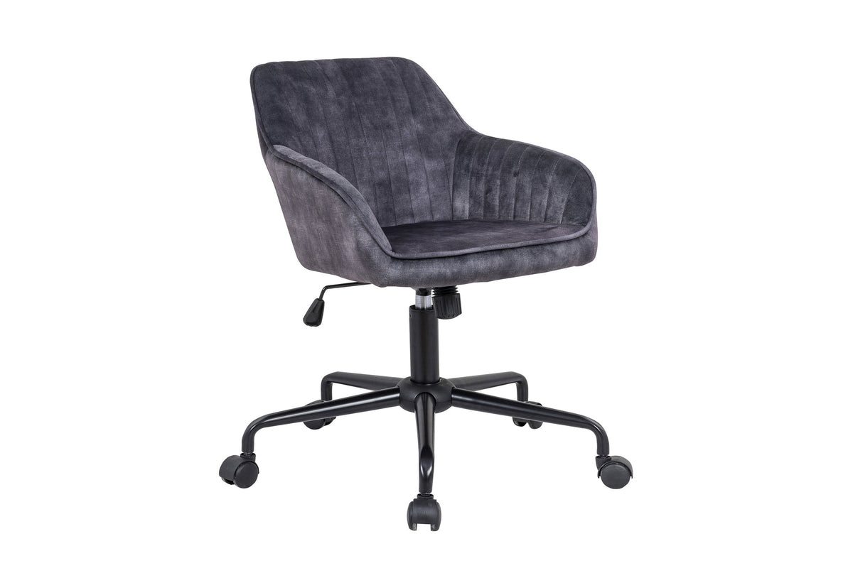 Chaise de bureau réglable en hauteur TURIN velours gris foncé avec accoudoirs chaise pivotante