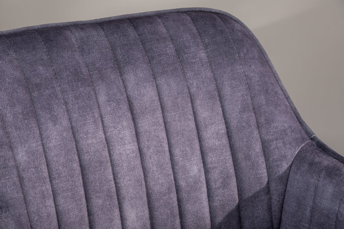 Chaise de bureau réglable en hauteur TURIN velours gris foncé avec accoudoirs chaise pivotante