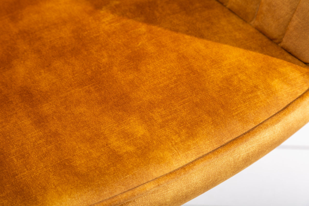 Chaise de bureau réglable en hauteur TURIN velours jaune moutarde avec accoudoirs chaise pivotante