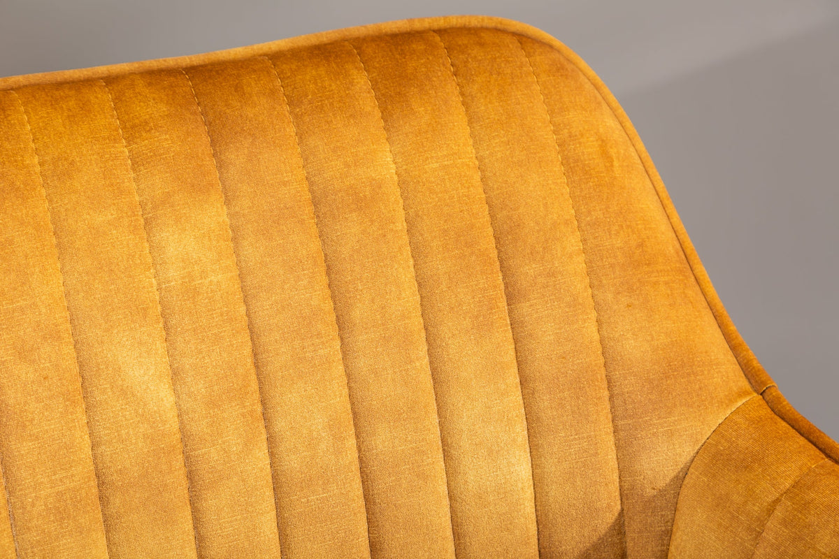 Chaise de bureau réglable en hauteur TURIN velours jaune moutarde avec accoudoirs chaise pivotante