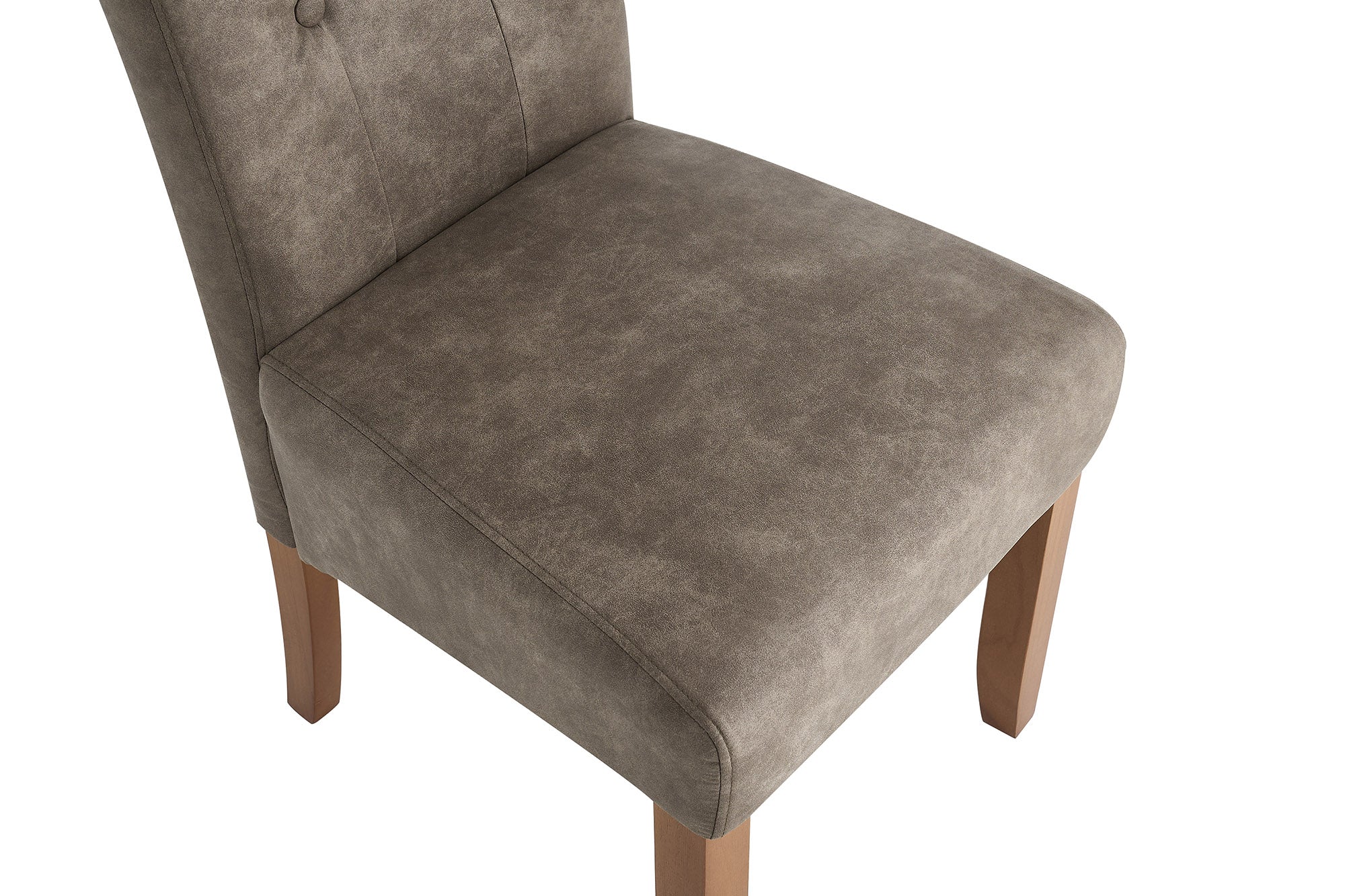 Juego de 2 sillas de diseño CASA de microfibra color topo con botones decorativos y patas de pino macizo