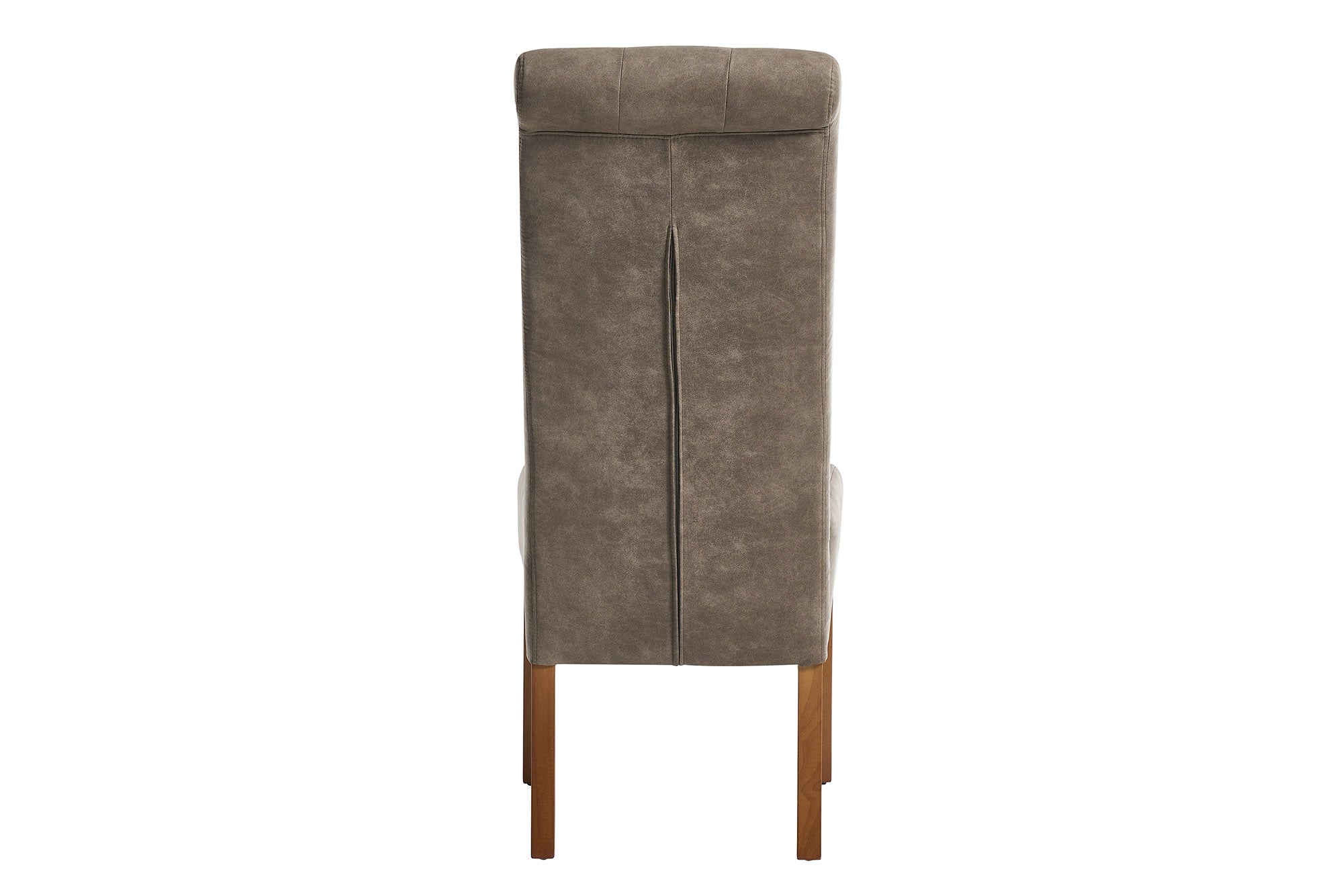 Lot de 2x chaises design CASA en microfibre taupe avec boutons décoratifs et pieds en bois massif de pin