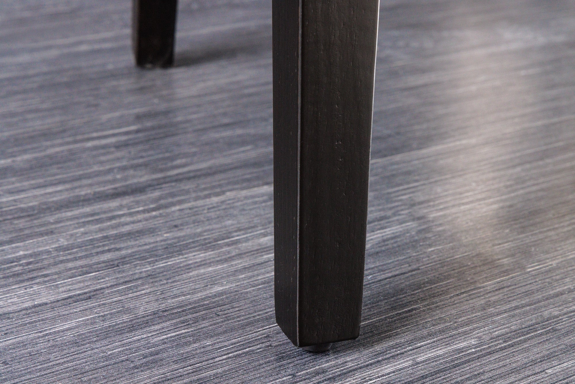 Lot de 2x chaises design CASTLE tissu texturé beige noir pieds bois Chesterfield