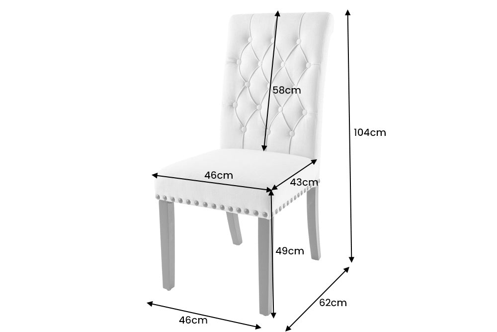 Lot de 2x chaises design CASTLE tissu texturé beige noir pieds bois Chesterfield