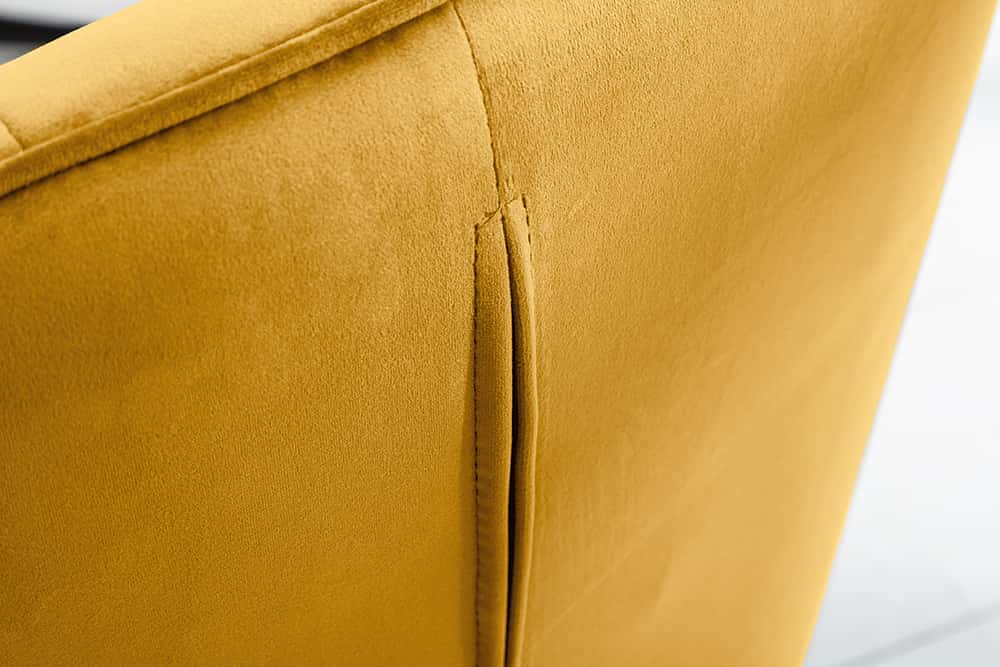 Juego de 2 exclusivas sillas de diseño LOFT de terciopelo amarillo mostaza con reposabrazos