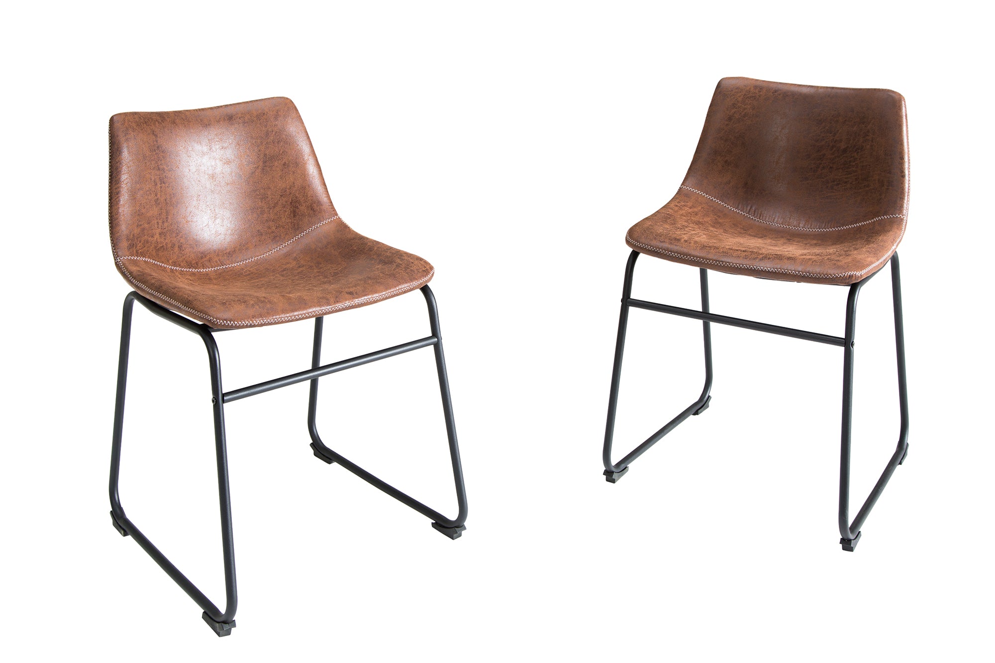 Lote de 2x sillas vintage de diseño industrial DJANGO marrones con estructura de hierro