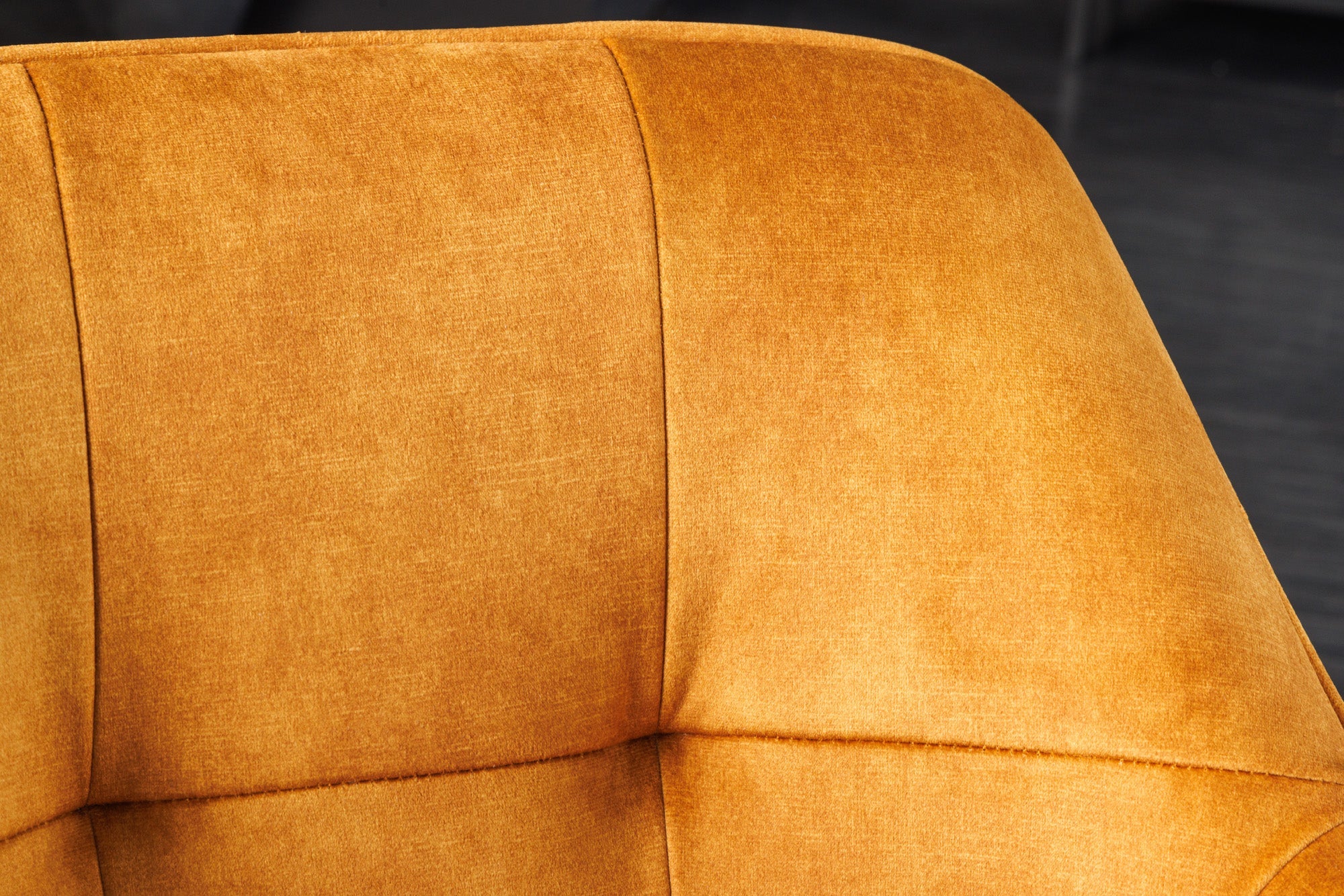 Lote de 2 sillas giratorias de terciopelo amarillo mostaza de diseño LOFT con estructura y reposabrazos de metal negro