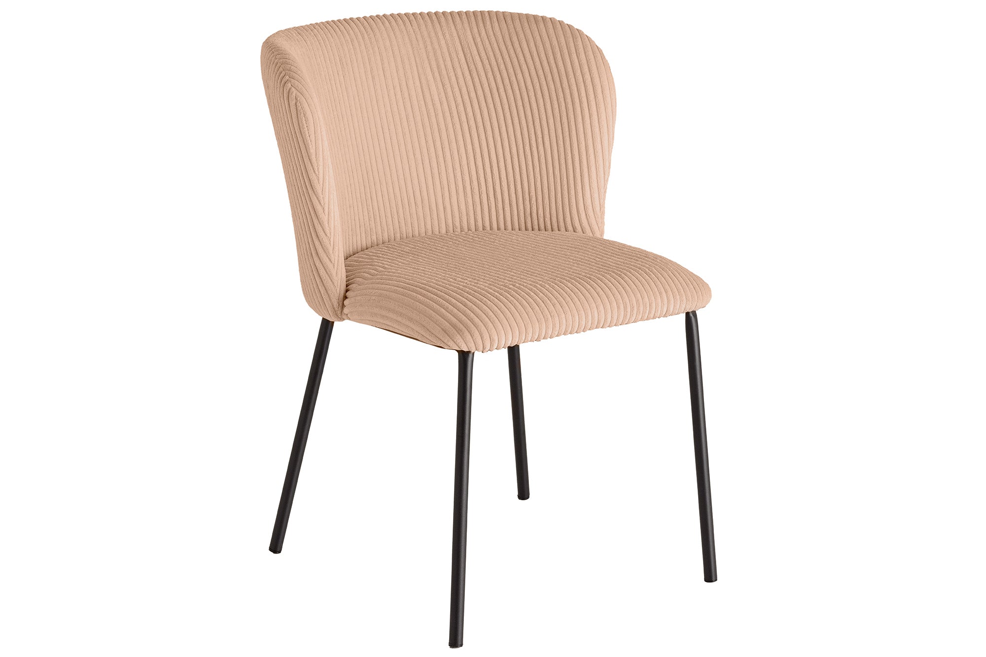 Lote de 2x sillas de diseño LYON pana rosa patas de metal negro
