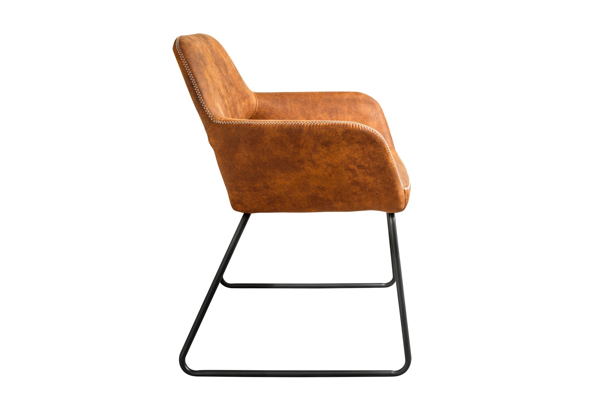Silla de diseño MUSTANG de microfibra marrón antiguo con reposabrazos