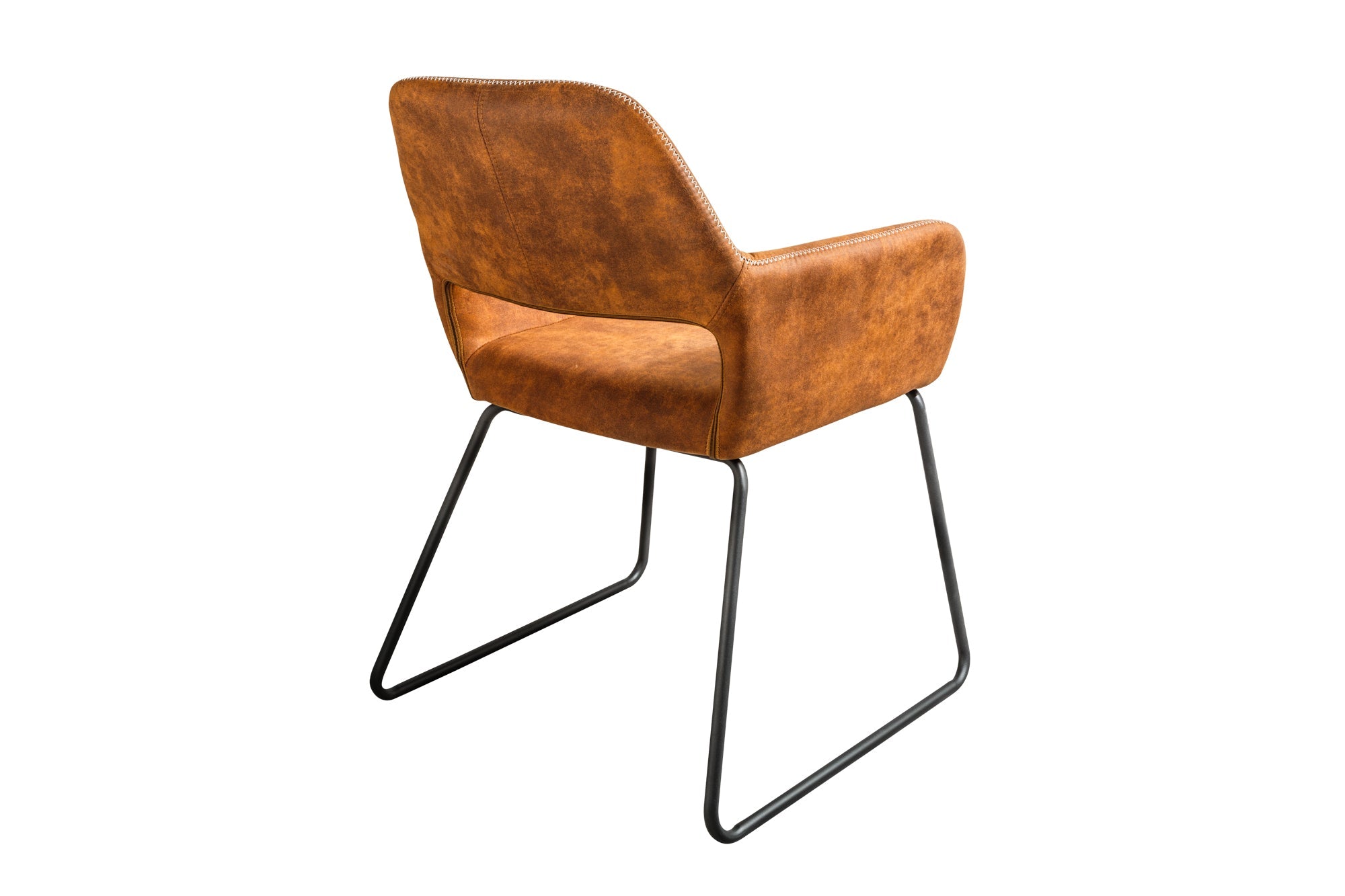 Silla de diseño MUSTANG de microfibra marrón antiguo con reposabrazos