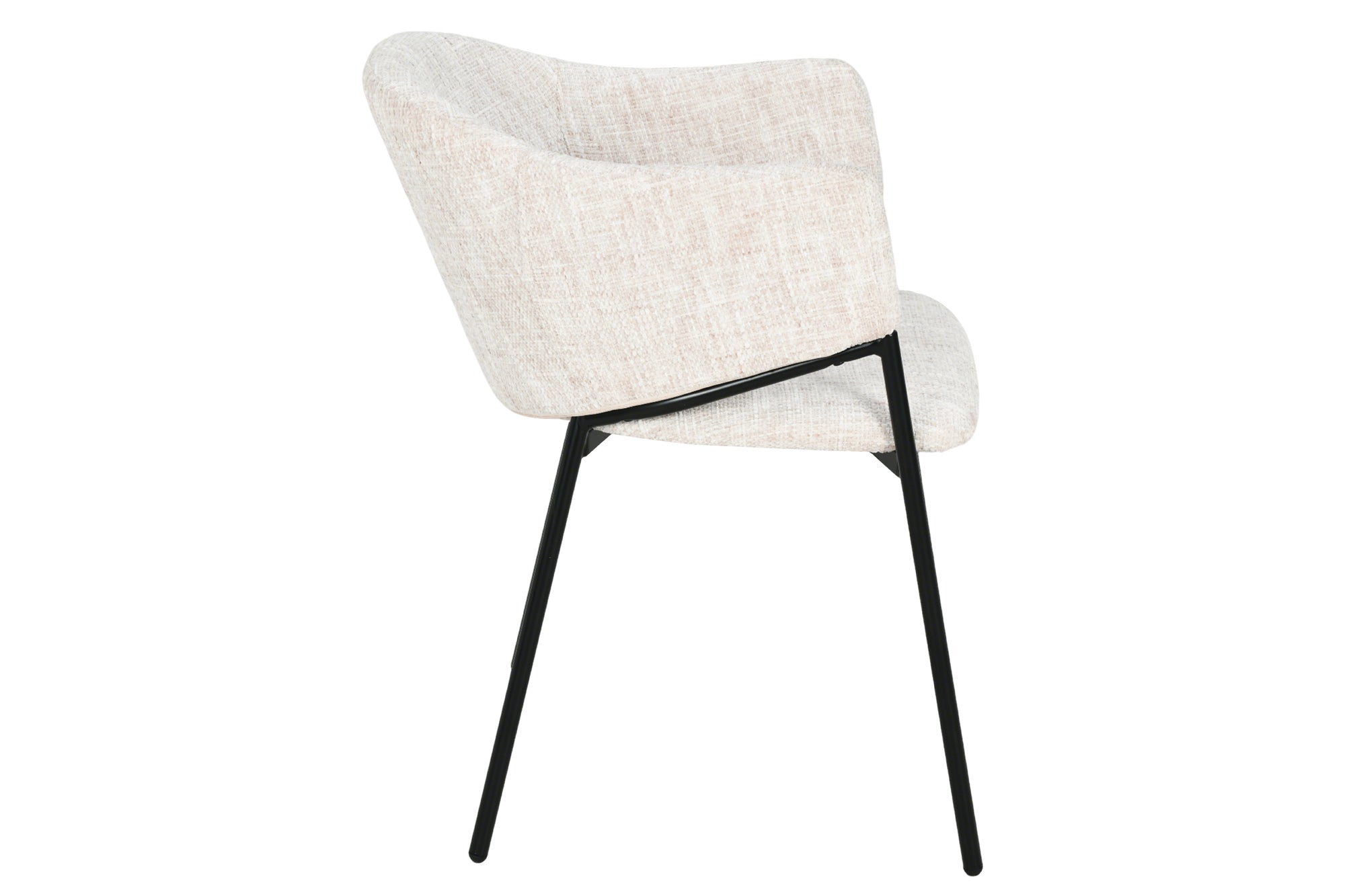 Lote de 2 sillas de chenilla beige de diseño NOBLESSE con estructura de metal negro