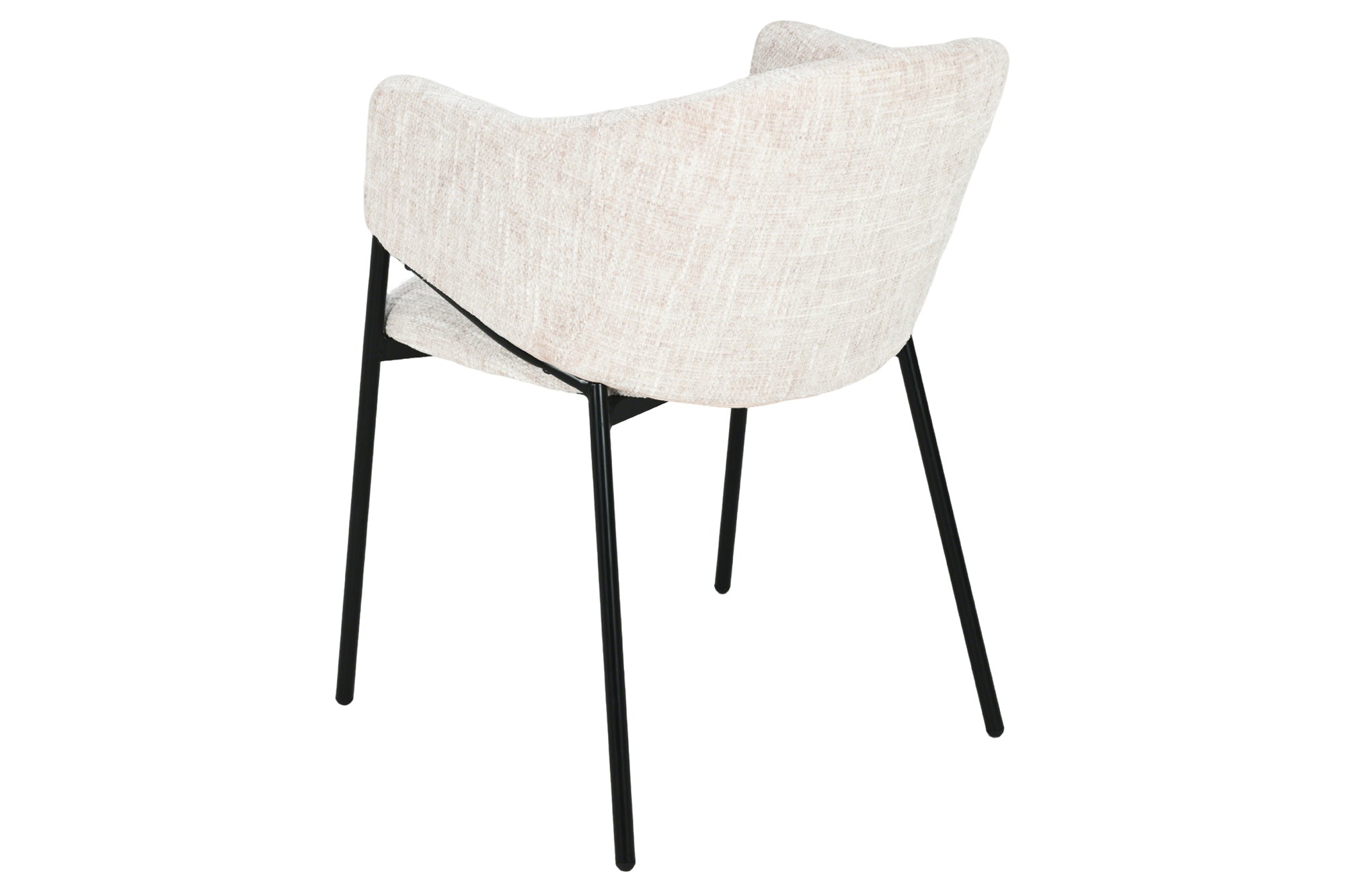 Lote de 2 sillas de chenilla beige de diseño NOBLESSE con estructura de metal negro