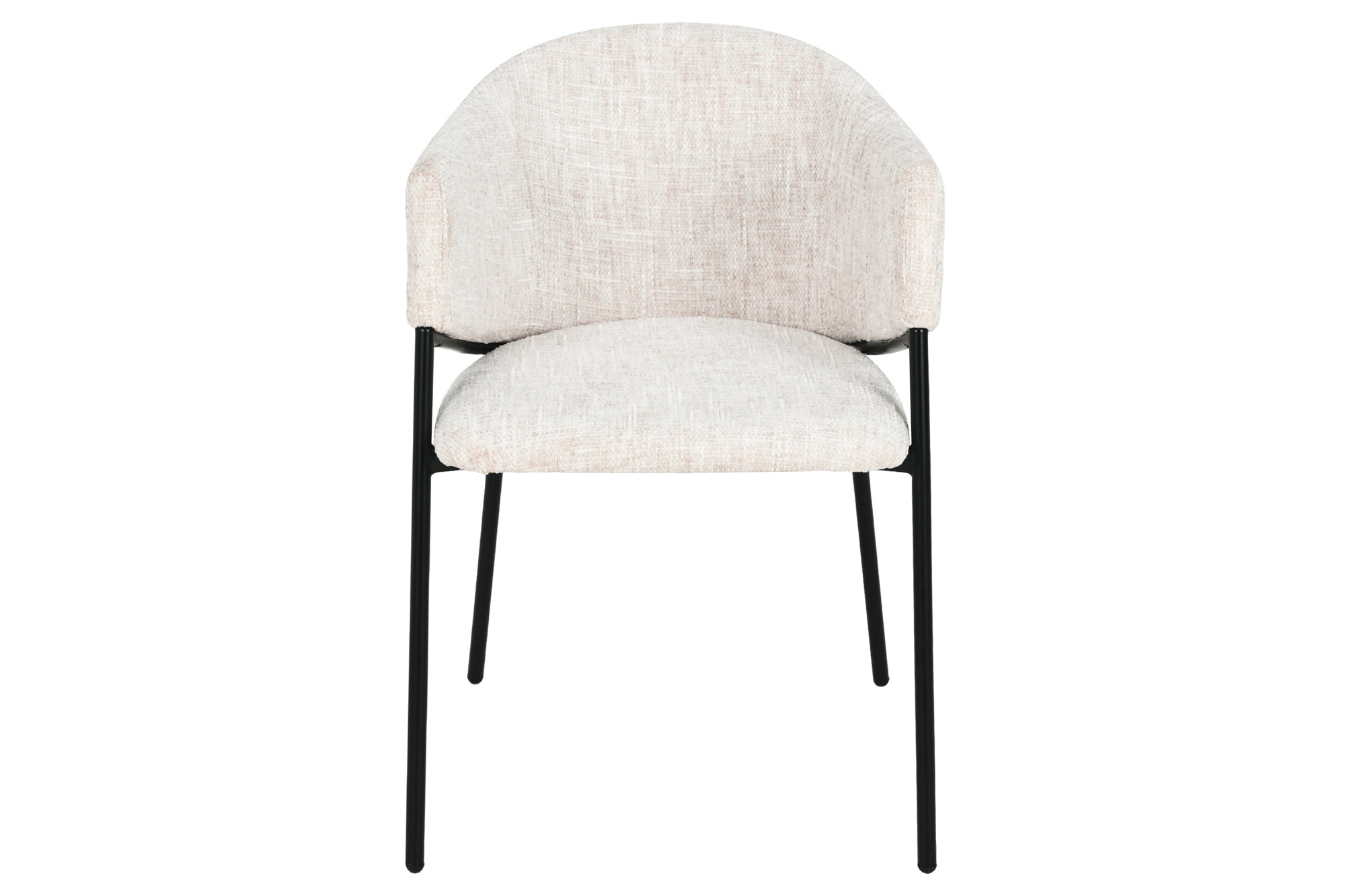 Lote de 2 sillas de chenilla beige de diseño NOBLESSE con estructura de metal negro